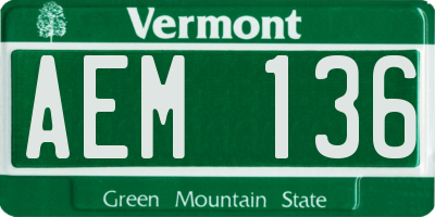 VT license plate AEM136
