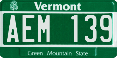 VT license plate AEM139