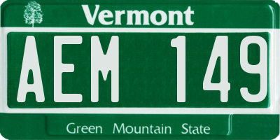 VT license plate AEM149