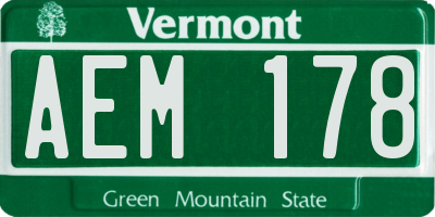 VT license plate AEM178