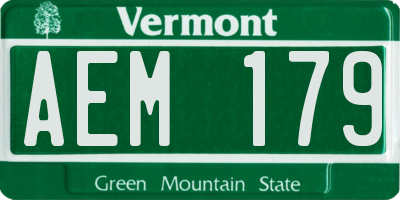 VT license plate AEM179
