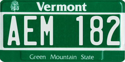 VT license plate AEM182
