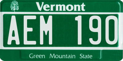 VT license plate AEM190
