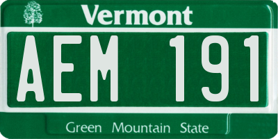 VT license plate AEM191