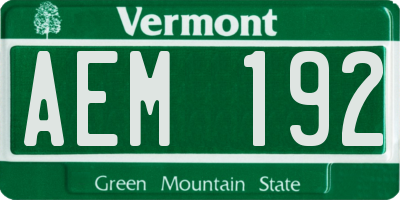 VT license plate AEM192