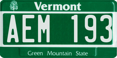 VT license plate AEM193