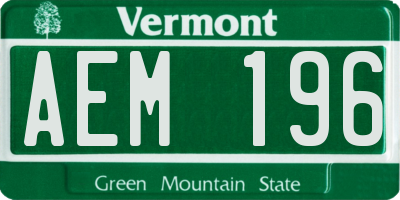 VT license plate AEM196