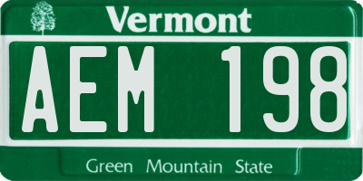VT license plate AEM198