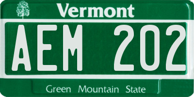 VT license plate AEM202