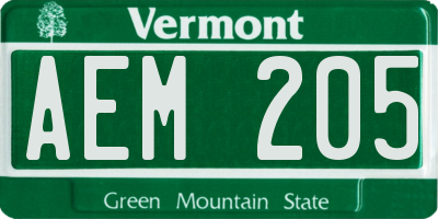 VT license plate AEM205