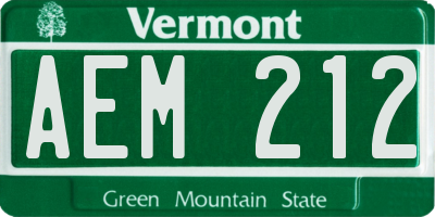 VT license plate AEM212