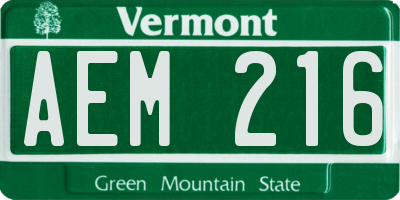 VT license plate AEM216