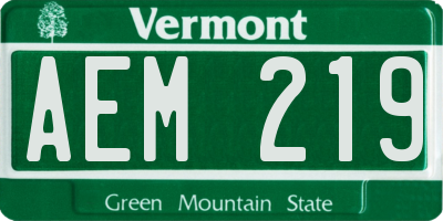 VT license plate AEM219