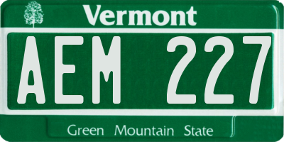 VT license plate AEM227