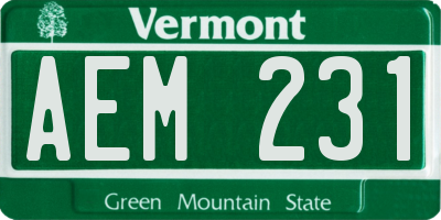 VT license plate AEM231