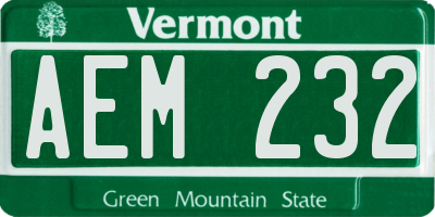 VT license plate AEM232