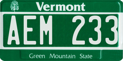VT license plate AEM233