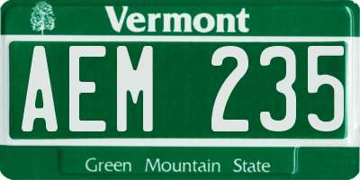 VT license plate AEM235
