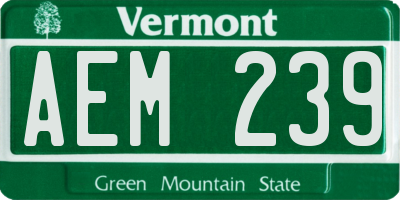 VT license plate AEM239