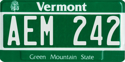 VT license plate AEM242