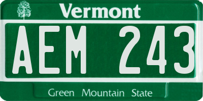VT license plate AEM243