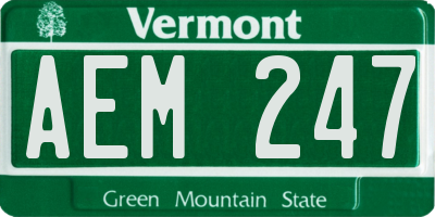 VT license plate AEM247