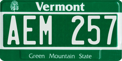 VT license plate AEM257
