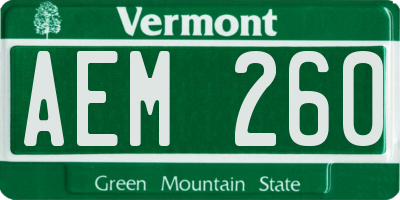 VT license plate AEM260