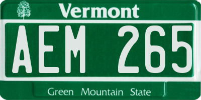 VT license plate AEM265