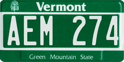 VT license plate AEM274