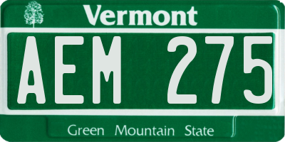 VT license plate AEM275