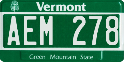 VT license plate AEM278