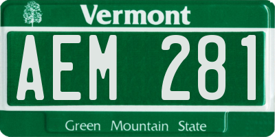 VT license plate AEM281