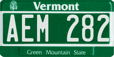 VT license plate AEM282