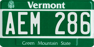 VT license plate AEM286