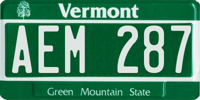 VT license plate AEM287