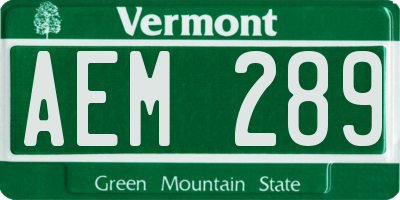 VT license plate AEM289