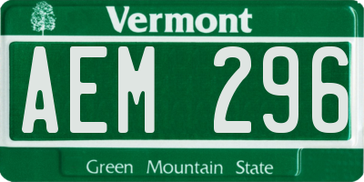 VT license plate AEM296