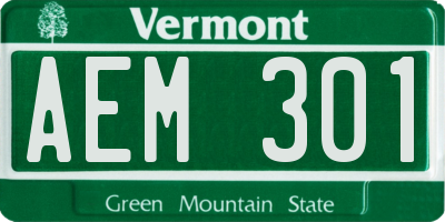 VT license plate AEM301