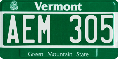 VT license plate AEM305