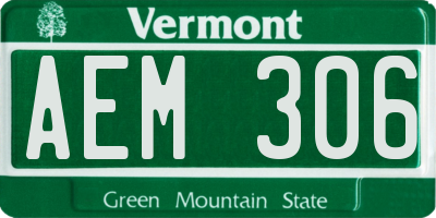 VT license plate AEM306