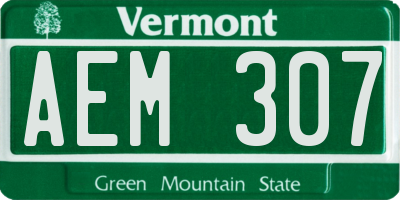 VT license plate AEM307