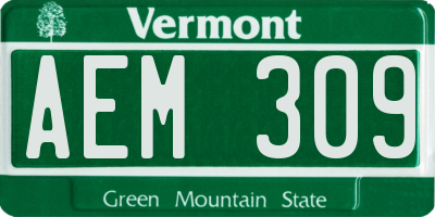 VT license plate AEM309