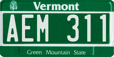 VT license plate AEM311