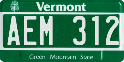 VT license plate AEM312