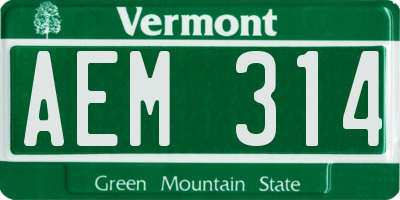 VT license plate AEM314