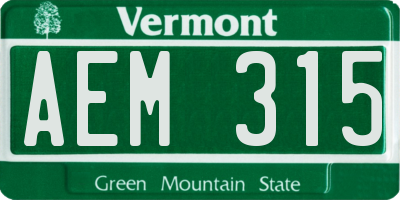 VT license plate AEM315