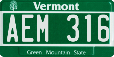 VT license plate AEM316