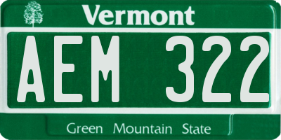 VT license plate AEM322
