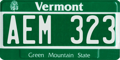 VT license plate AEM323